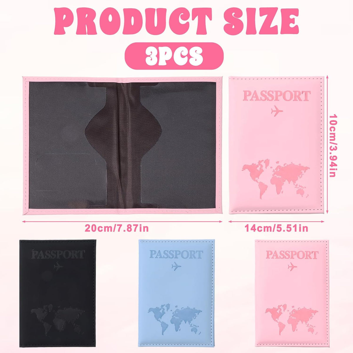 3 Pack Passport Covers, Passport Holder for Travel Passports Wallet Cover Case for Women Passports Book Holders for Women and Men Travel Must Haves Accessories