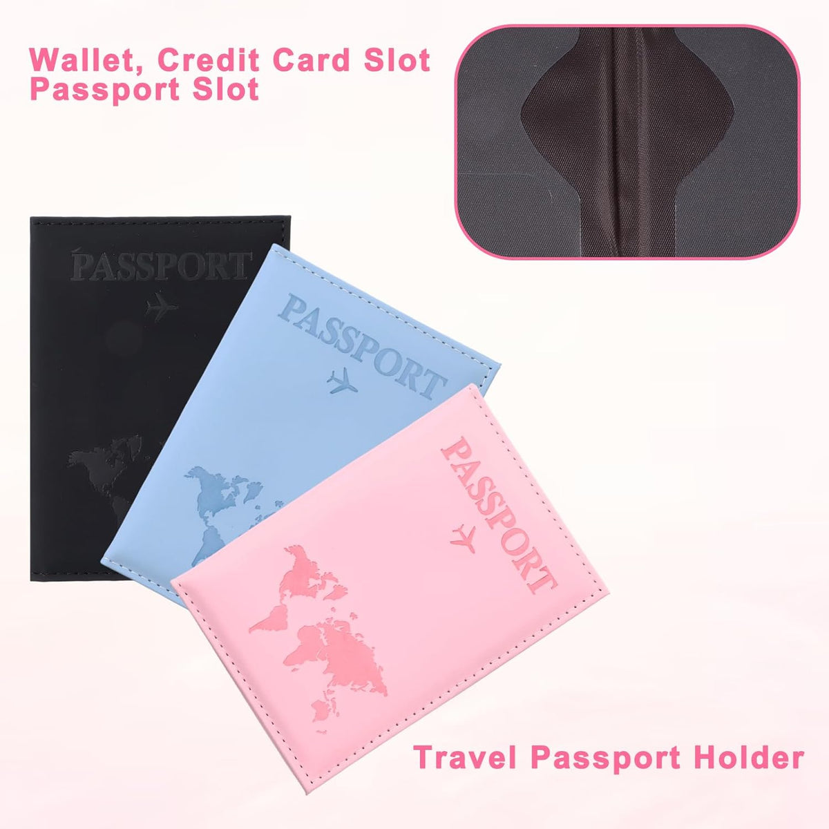 3 Pack Passport Covers, Passport Holder for Travel Passports Wallet Cover Case for Women Passports Book Holders for Women and Men Travel Must Haves Accessories