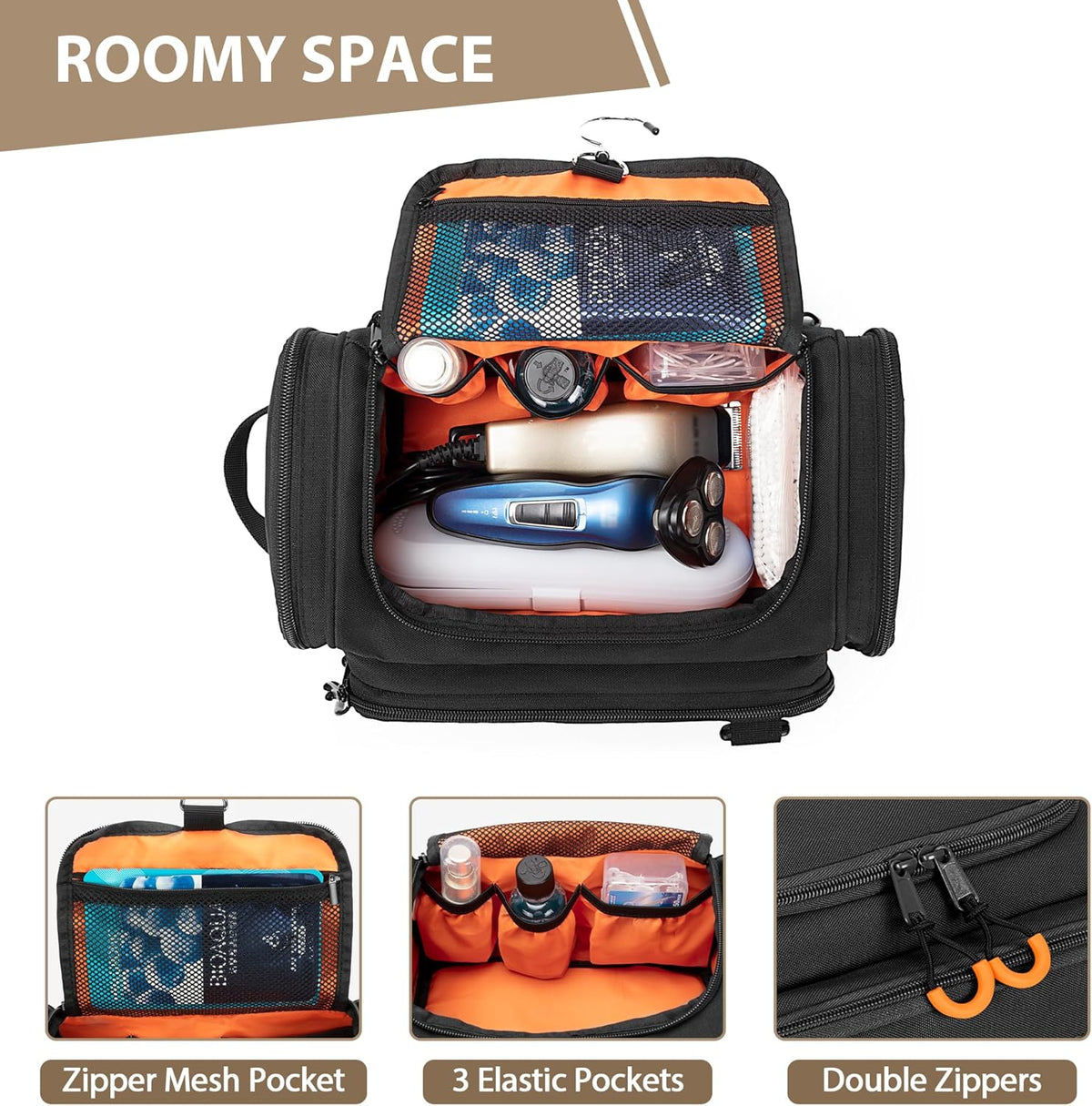 Tactical Toiletry Bag for Men, Hanging Hygiene Bag, Travel Dopp Kit | Mens Toiletry Bag with Hook, Dry & Wet Pockets, Travel Hygiene Organizer Bag for Shaving, Shower Essentials and Toiletries