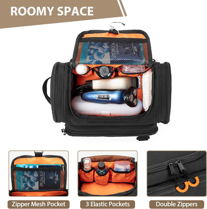 Tactical Toiletry Bag for Men, Hanging Hygiene Bag, Travel Dopp Kit | Mens Toiletry Bag with Hook, Dry & Wet Pockets, Travel Hygiene Organizer Bag for Shaving, Shower Essentials and Toiletries