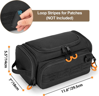 Tactical Toiletry Bag for Men, Hanging Hygiene Bag, Travel Dopp Kit | Mens Toiletry Bag with Hook, Dry & Wet Pockets, Travel Hygiene Organizer Bag for Shaving, Shower Essentials and Toiletries