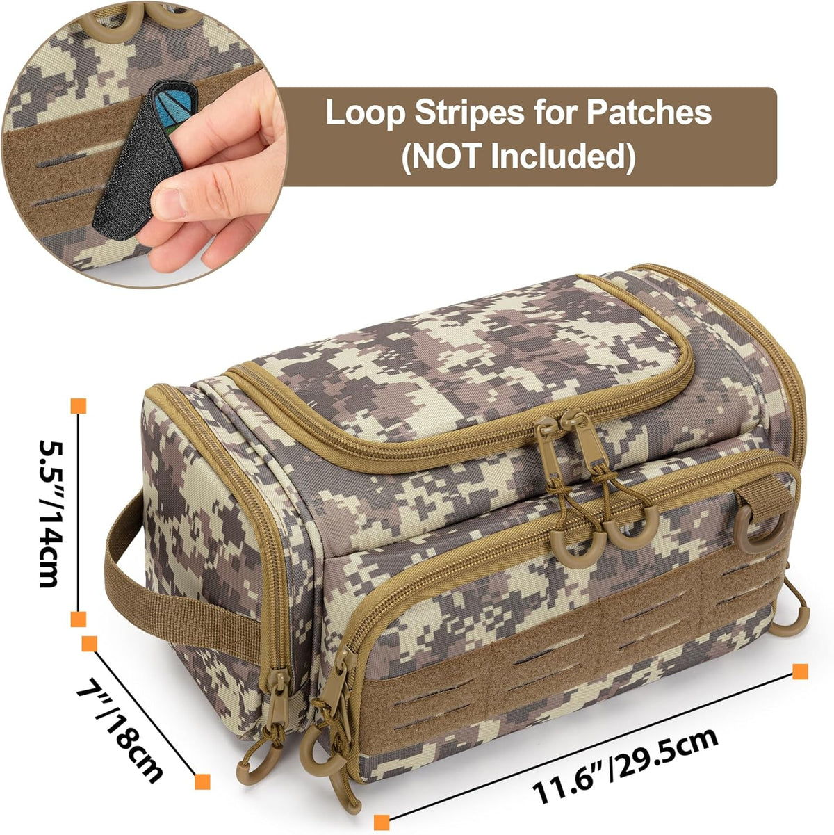 Tactical Toiletry Bag for Men, Hanging Hygiene Bag, Travel Dopp Kit | Mens Toiletry Bag with Hook, Dry & Wet Pockets, Travel Hygiene Organizer Bag for Shaving, Shower Essentials and Toiletries