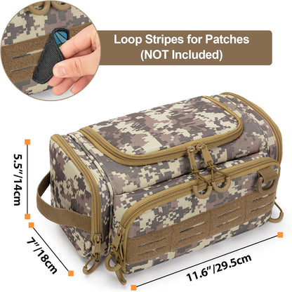 Tactical Toiletry Bag for Men, Hanging Hygiene Bag, Travel Dopp Kit | Mens Toiletry Bag with Hook, Dry & Wet Pockets, Travel Hygiene Organizer Bag for Shaving, Shower Essentials and Toiletries