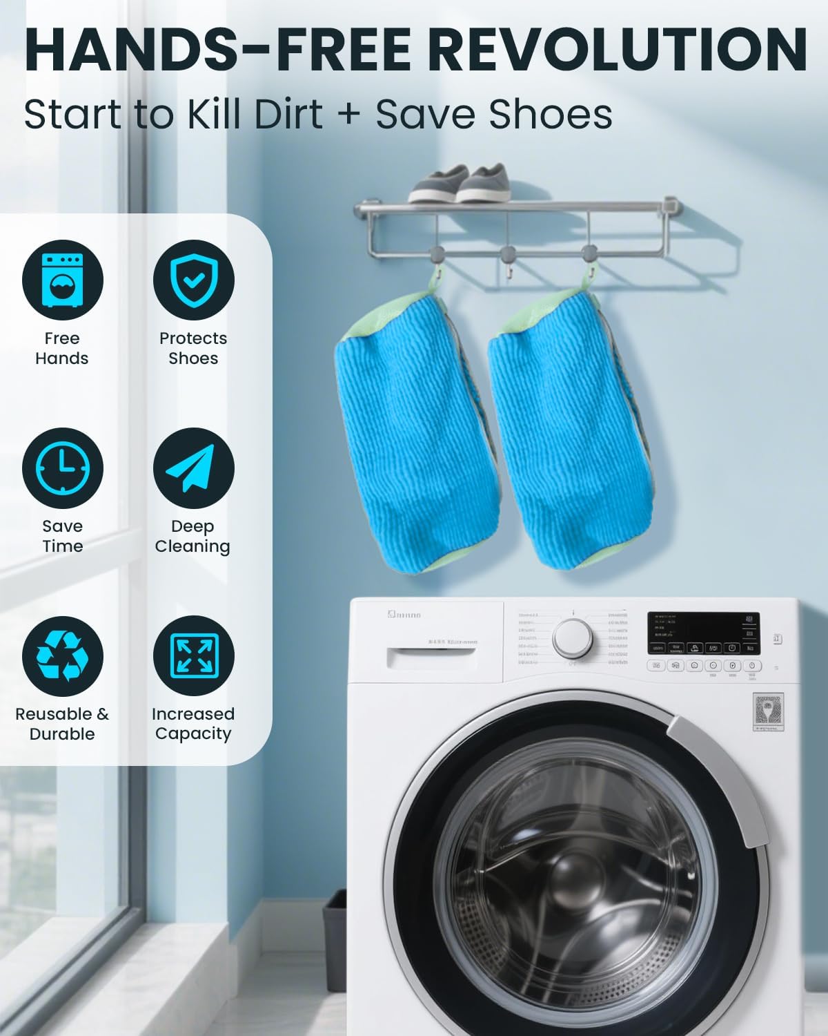 Shoe Washing Machine Bag: 2 Pack Reusable Shoes Cleaning Bags, Heavy Duty Shoe Laundry Bag for Washer & Dryer, 360° Deep Clean for Sneakers Tennis Shoes