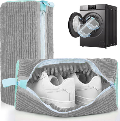 Shoe Washing Machine Bag: 2 Pack Reusable Shoes Cleaning Bags, Heavy Duty Shoe Laundry Bag for Washer & Dryer, 360° Deep Clean for Sneakers Tennis Shoes
