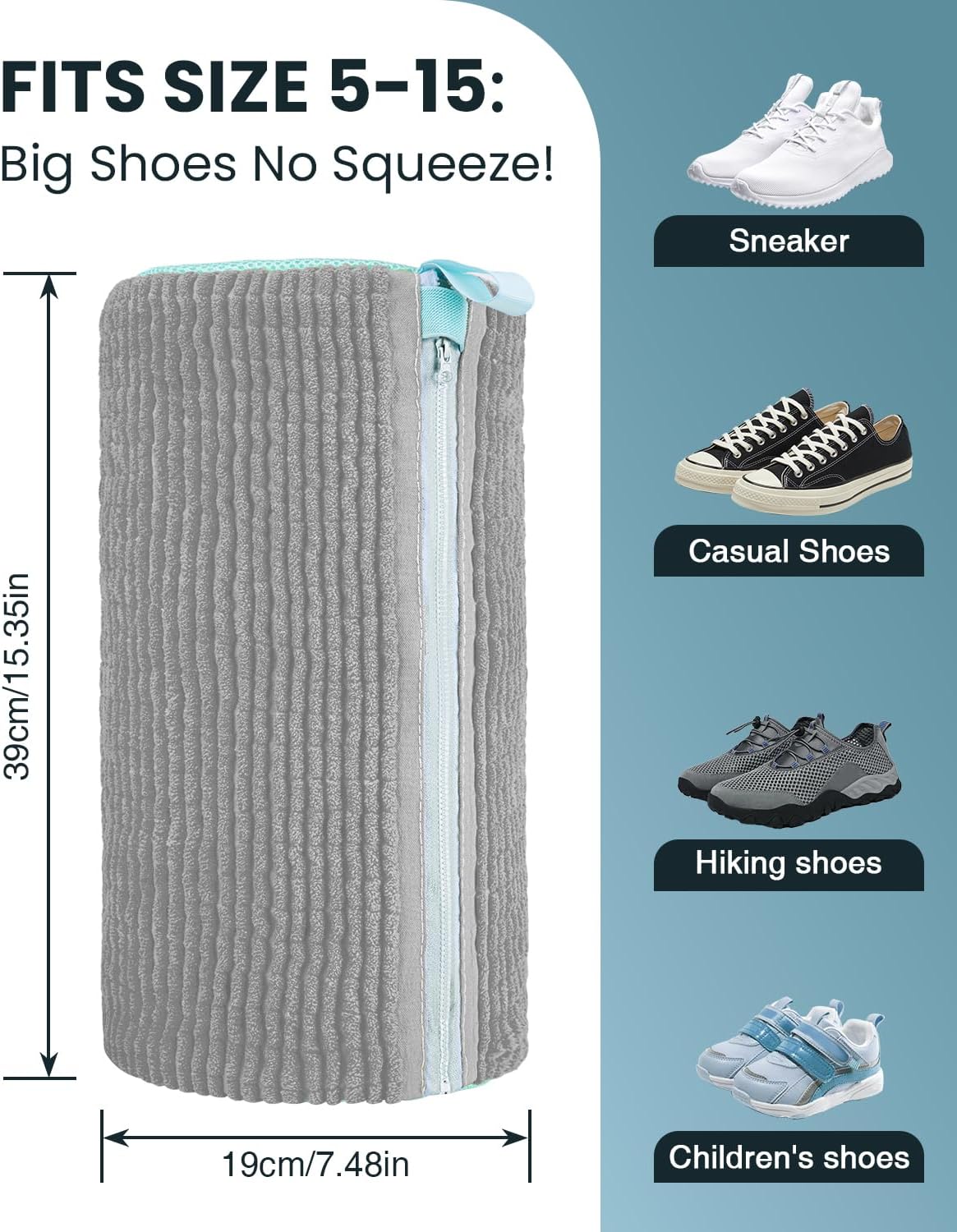Shoe Washing Machine Bag: 2 Pack Reusable Shoes Cleaning Bags, Heavy Duty Shoe Laundry Bag for Washer & Dryer, 360° Deep Clean for Sneakers Tennis Shoes