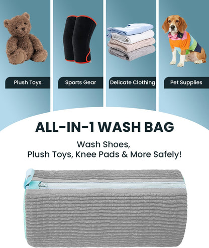 Shoe Washing Machine Bag: 2 Pack Reusable Shoes Cleaning Bags, Heavy Duty Shoe Laundry Bag for Washer & Dryer, 360° Deep Clean for Sneakers Tennis Shoes