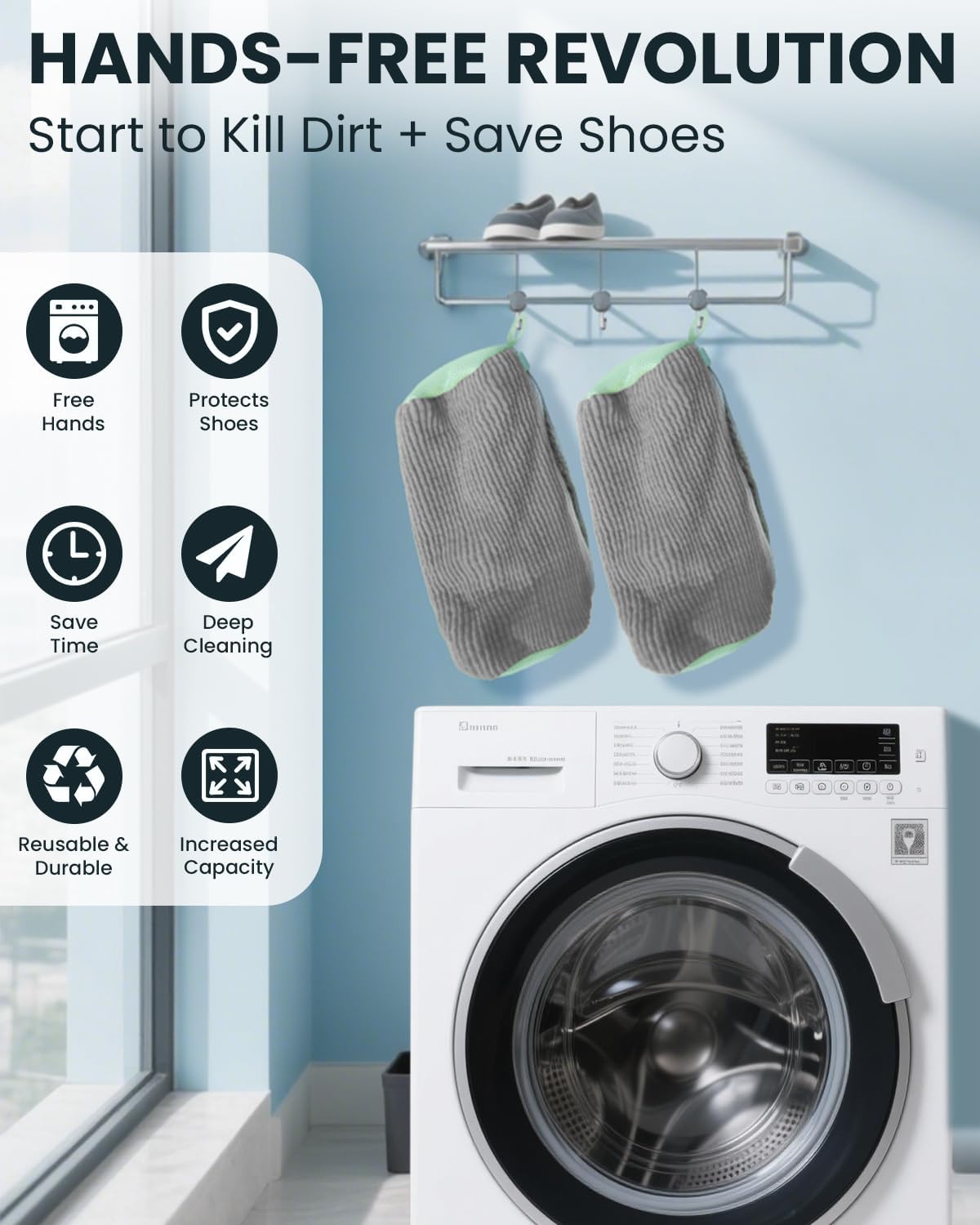 Shoe Washing Machine Bag: 2 Pack Reusable Shoes Cleaning Bags, Heavy Duty Shoe Laundry Bag for Washer & Dryer, 360° Deep Clean for Sneakers Tennis Shoes