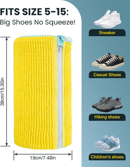 Shoe Washing Machine Bag: 2 Pack Reusable Shoes Cleaning Bags, Heavy Duty Shoe Laundry Bag for Washer & Dryer, 360° Deep Clean for Sneakers Tennis Shoes