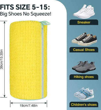 Shoe Washing Machine Bag: 2 Pack Reusable Shoes Cleaning Bags, Heavy Duty Shoe Laundry Bag for Washer & Dryer, 360° Deep Clean for Sneakers Tennis Shoes