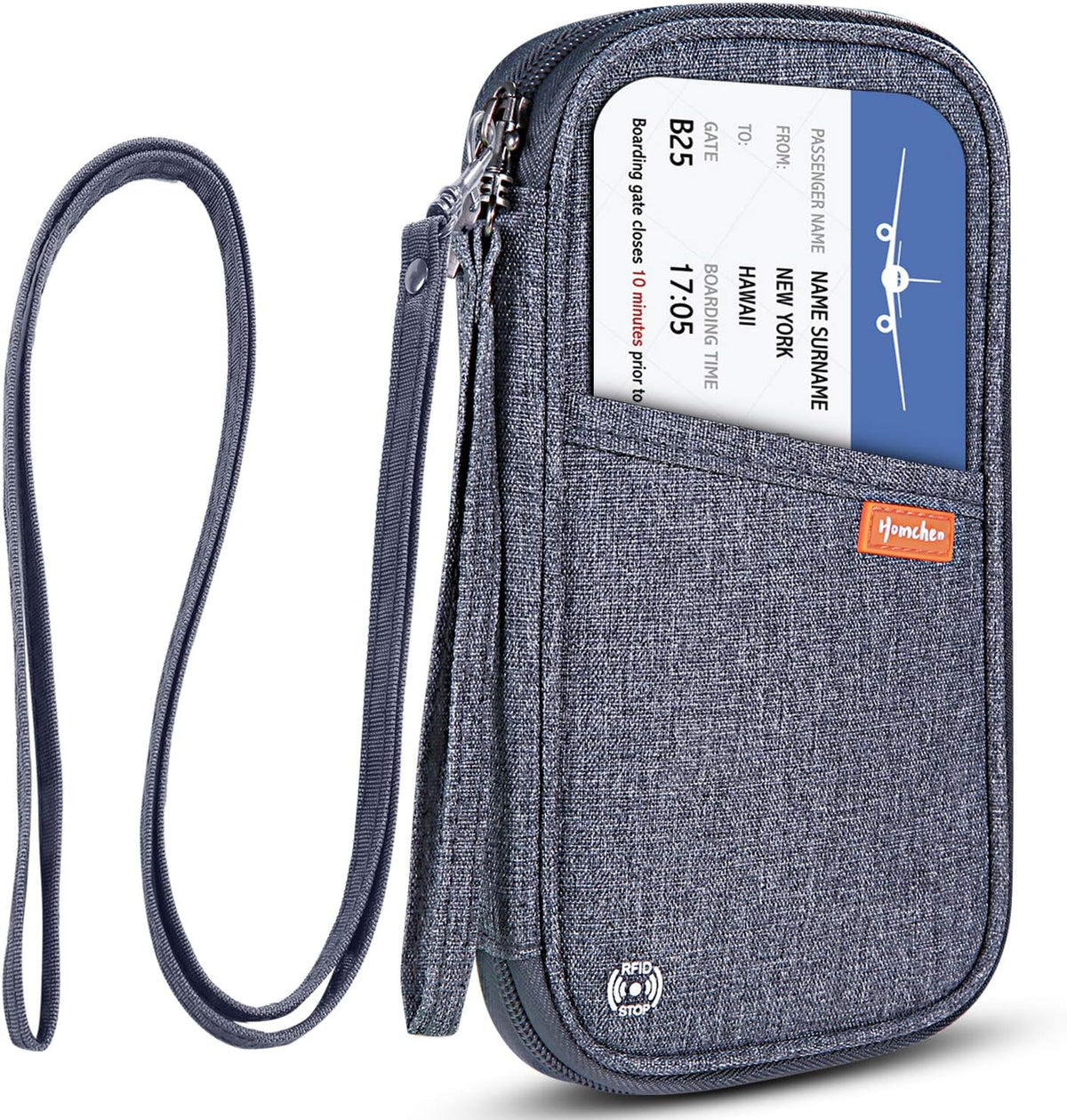 RFID Family Passport Wallet Holder Waterproof, Travel Document Organizer Credit Card Clutch Bag for Men Women (RFID Leaf)
