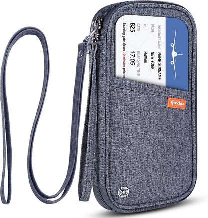 RFID Family Passport Wallet Holder Waterproof, Travel Document Organizer Credit Card Clutch Bag for Men Women (RFID Leaf)