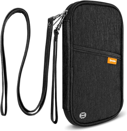 RFID Family Passport Wallet Holder Waterproof, Travel Document Organizer Credit Card Clutch Bag for Men Women (RFID Leaf)