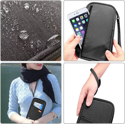 RFID Family Passport Wallet Holder Waterproof, Travel Document Organizer Credit Card Clutch Bag for Men Women (RFID Leaf)