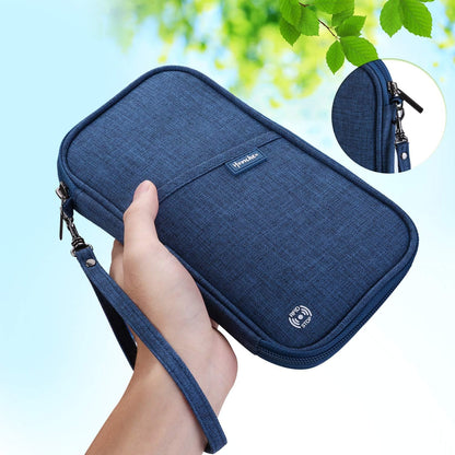 RFID Family Passport Wallet Holder Waterproof, Travel Document Organizer Credit Card Clutch Bag for Men Women (RFID Leaf)