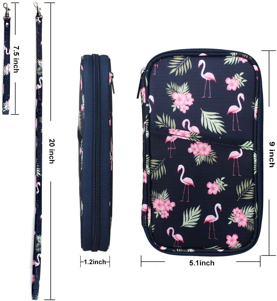 RFID Family Passport Wallet Holder Waterproof, Travel Document Organizer Credit Card Clutch Bag for Men Women (RFID Leaf)