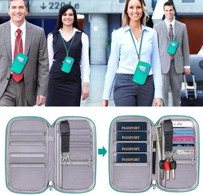 RFID Family Passport Wallet Holder Waterproof, Travel Document Organizer Credit Card Clutch Bag for Men Women (RFID Leaf)