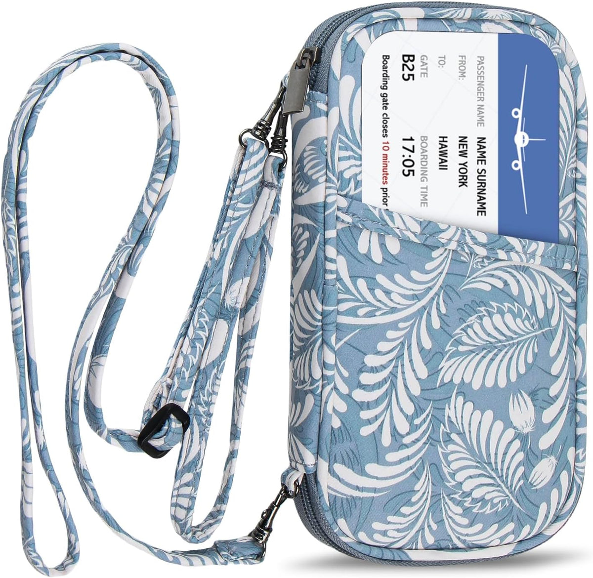 RFID Family Passport Wallet Holder Waterproof, Travel Document Organizer Credit Card Clutch Bag for Men Women (RFID Leaf)