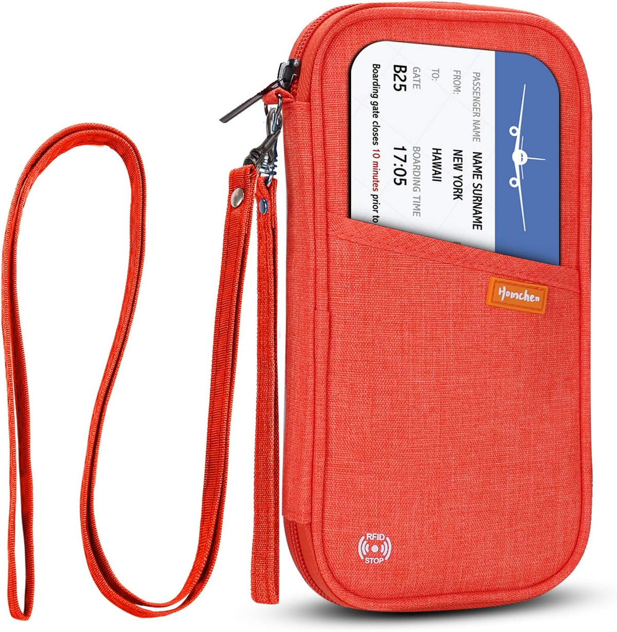 RFID Family Passport Wallet Holder Waterproof, Travel Document Organizer Credit Card Clutch Bag for Men Women (RFID Leaf)