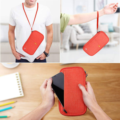 RFID Family Passport Wallet Holder Waterproof, Travel Document Organizer Credit Card Clutch Bag for Men Women (RFID Leaf)