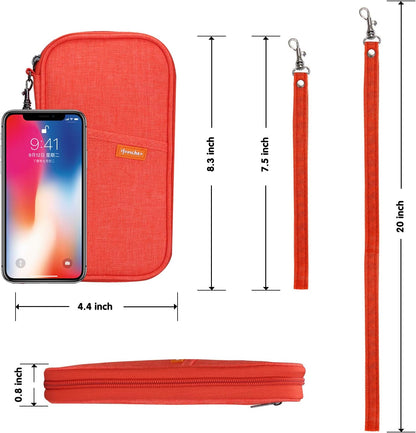 RFID Family Passport Wallet Holder Waterproof, Travel Document Organizer Credit Card Clutch Bag for Men Women (RFID Leaf)