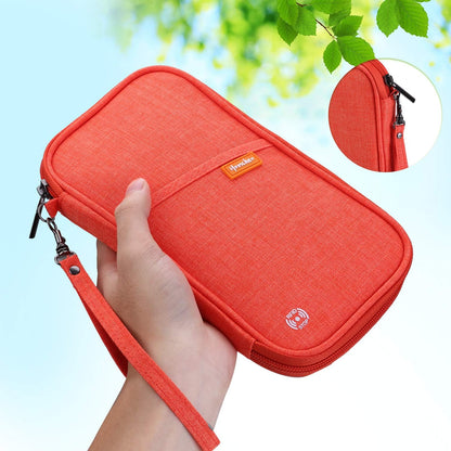 RFID Family Passport Wallet Holder Waterproof, Travel Document Organizer Credit Card Clutch Bag for Men Women (RFID Leaf)