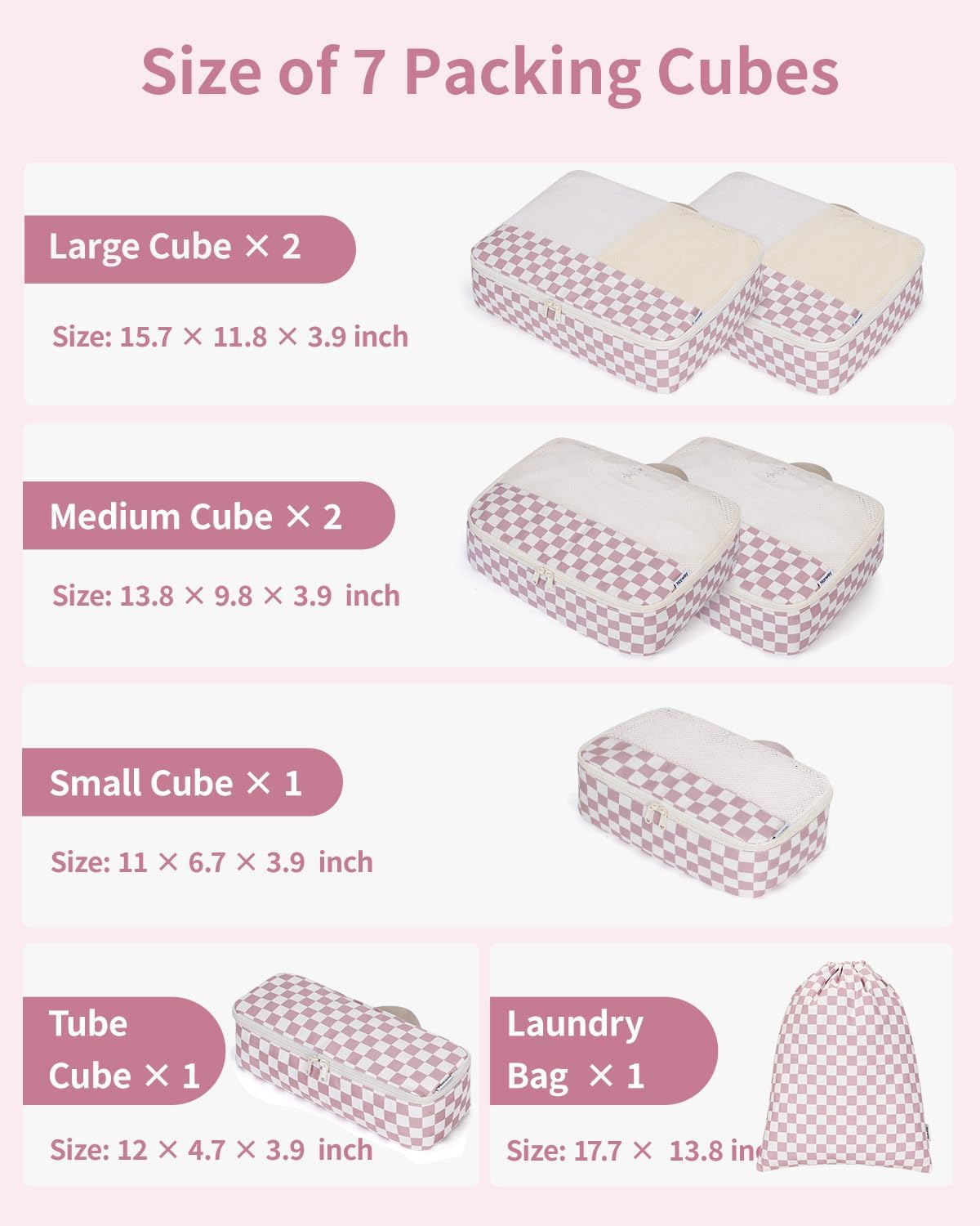 7 Set Striped Packing Cubes for Travel Carry on Suitcase Luggage Organizer Bags for Kids Women Men, Durable Packing Organizers Bag, Travel Essentials Accessories (Stripe Combined)