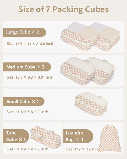 7 Set Striped Packing Cubes for Travel Carry on Suitcase Luggage Organizer Bags for Kids Women Men, Durable Packing Organizers Bag, Travel Essentials Accessories (Stripe Combined)