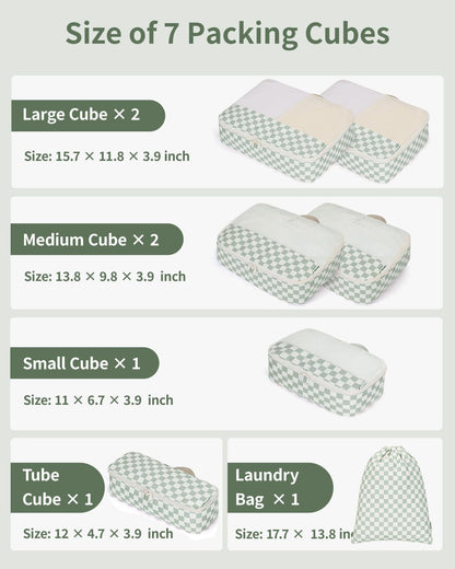 7 Set Striped Packing Cubes for Travel Carry on Suitcase Luggage Organizer Bags for Kids Women Men, Durable Packing Organizers Bag, Travel Essentials Accessories (Stripe Combined)