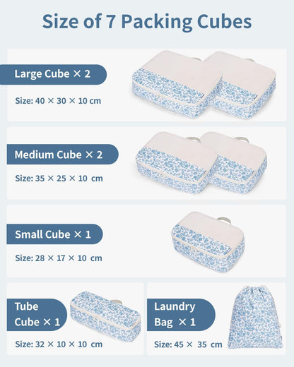 7 Set Striped Packing Cubes for Travel Carry on Suitcase Luggage Organizer Bags for Kids Women Men, Durable Packing Organizers Bag, Travel Essentials Accessories (Stripe Combined)