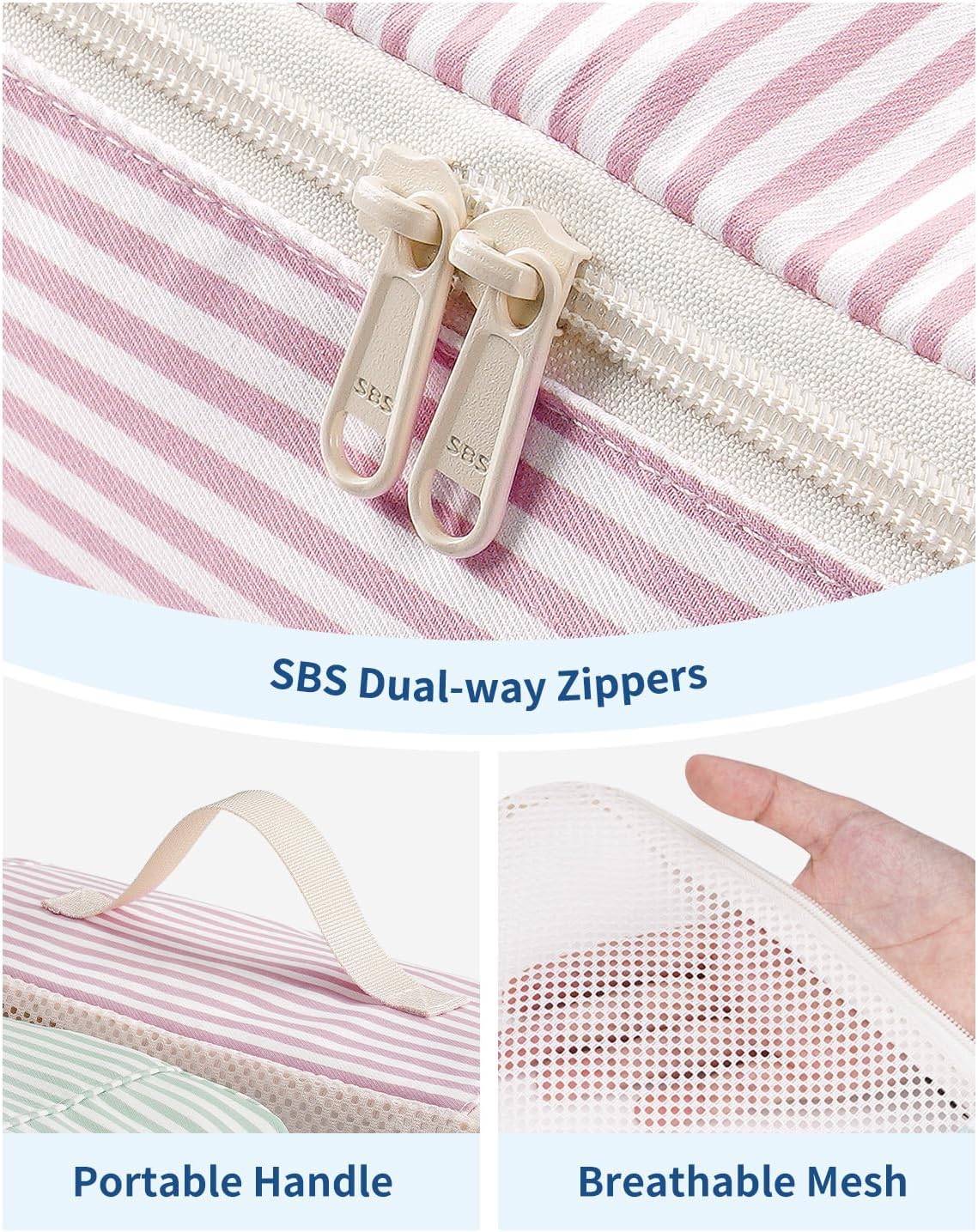 7 Set Striped Packing Cubes for Travel Carry on Suitcase Luggage Organizer Bags for Kids Women Men, Durable Packing Organizers Bag, Travel Essentials Accessories (Stripe Combined)