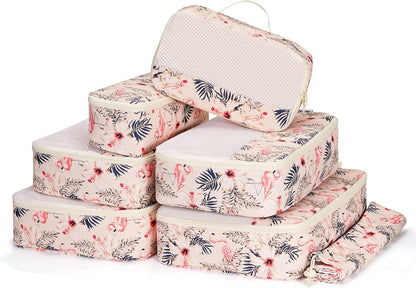 7 Set Striped Packing Cubes for Travel Carry on Suitcase Luggage Organizer Bags for Kids Women Men, Durable Packing Organizers Bag, Travel Essentials Accessories (Stripe Combined)