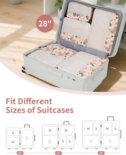 7 Set Striped Packing Cubes for Travel Carry on Suitcase Luggage Organizer Bags for Kids Women Men, Durable Packing Organizers Bag, Travel Essentials Accessories (Stripe Combined)