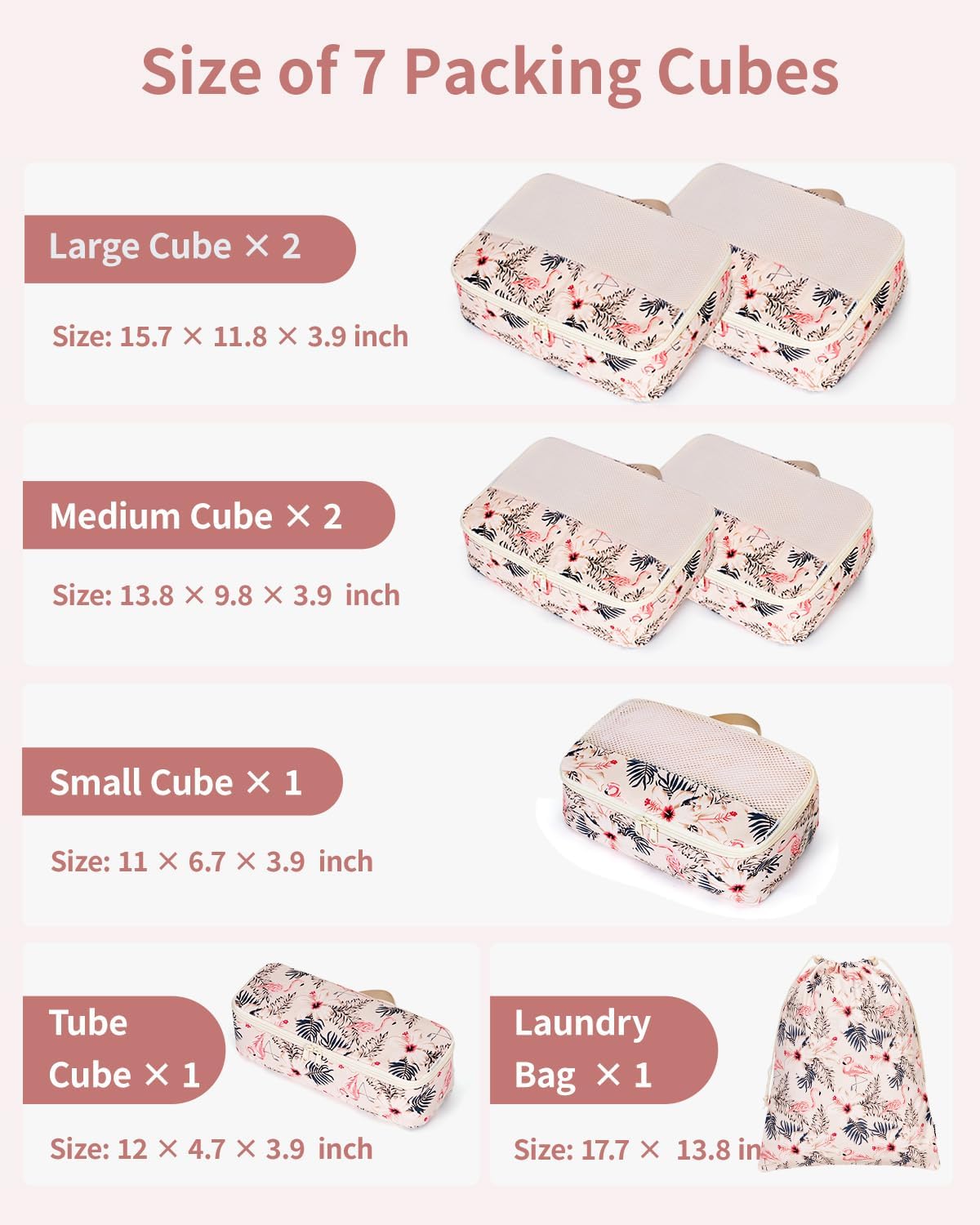 7 Set Striped Packing Cubes for Travel Carry on Suitcase Luggage Organizer Bags for Kids Women Men, Durable Packing Organizers Bag, Travel Essentials Accessories (Stripe Combined)