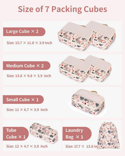 7 Set Striped Packing Cubes for Travel Carry on Suitcase Luggage Organizer Bags for Kids Women Men, Durable Packing Organizers Bag, Travel Essentials Accessories (Stripe Combined)