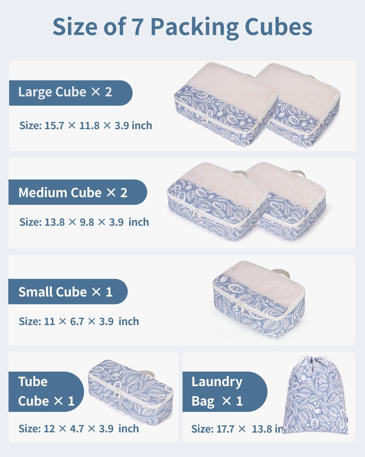 7 Set Striped Packing Cubes for Travel Carry on Suitcase Luggage Organizer Bags for Kids Women Men, Durable Packing Organizers Bag, Travel Essentials Accessories (Stripe Combined)