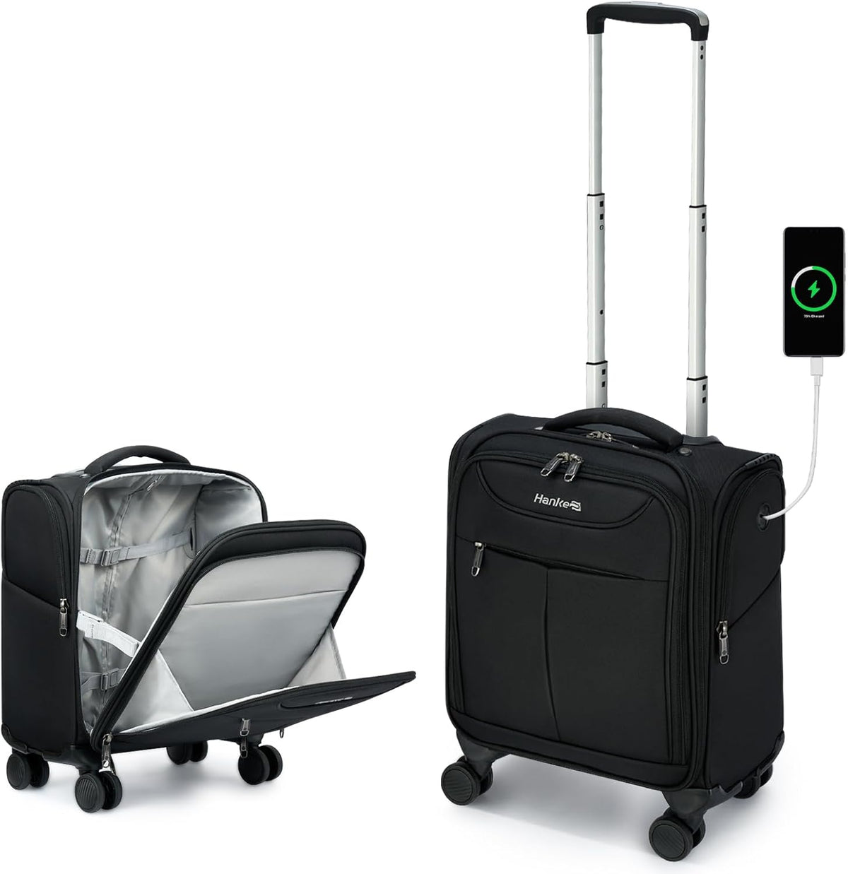 Underseat Carry On Luggage with Wheels, Lightweight Small Suitcase Airline Approved 16 Inch Softside Personal Item Travel Bag for Women Men, Compact Under Seat Luggage with Spinner Wheels,Purple