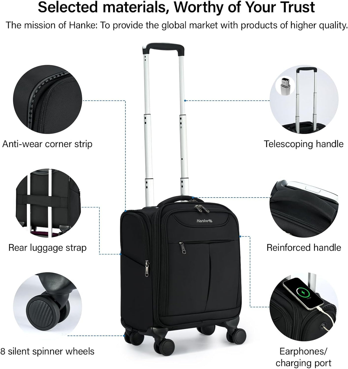 Underseat Carry On Luggage with Wheels, Lightweight Small Suitcase Airline Approved 16 Inch Softside Personal Item Travel Bag for Women Men, Compact Under Seat Luggage with Spinner Wheels,Purple