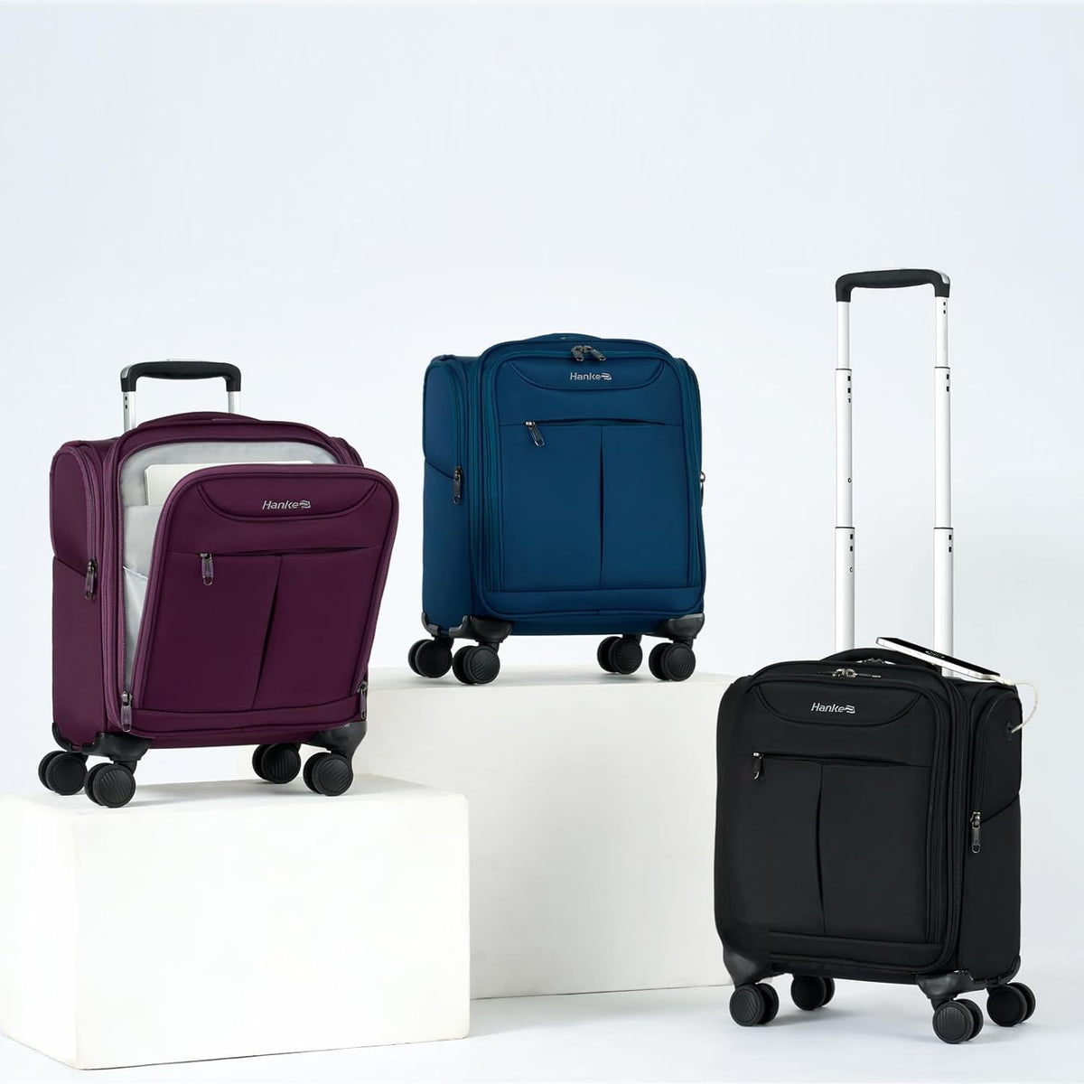 Underseat Carry On Luggage with Wheels, Lightweight Small Suitcase Airline Approved 16 Inch Softside Personal Item Travel Bag for Women Men, Compact Under Seat Luggage with Spinner Wheels,Purple