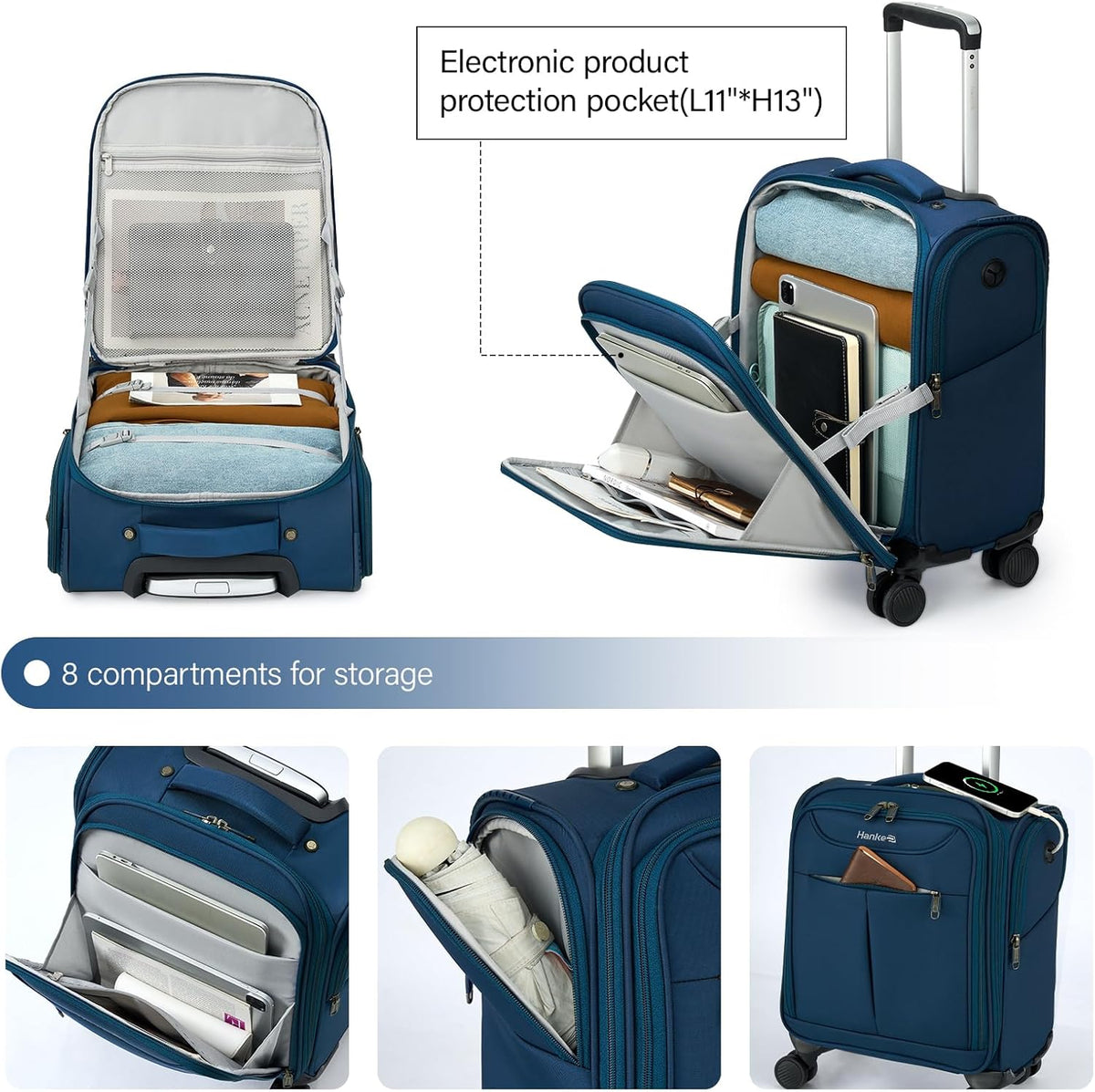 Underseat Carry On Luggage with Wheels, Lightweight Small Suitcase Airline Approved 16 Inch Softside Personal Item Travel Bag for Women Men, Compact Under Seat Luggage with Spinner Wheels,Purple