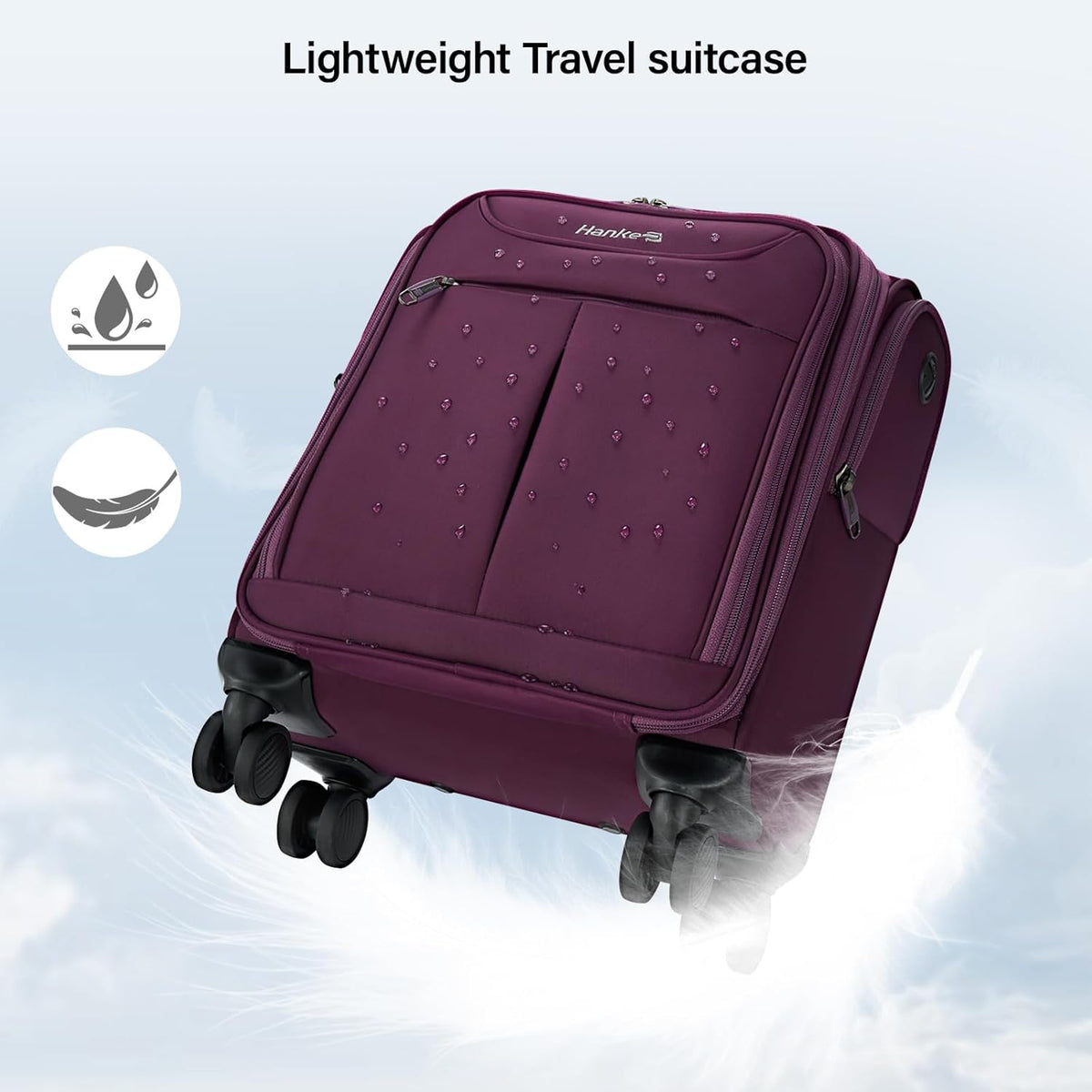 Underseat Carry On Luggage with Wheels, Lightweight Small Suitcase Airline Approved 16 Inch Softside Personal Item Travel Bag for Women Men, Compact Under Seat Luggage with Spinner Wheels,Purple
