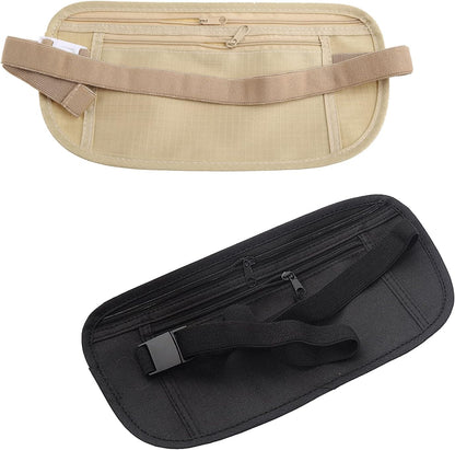 Upgraded Money Belt for Travelling Security Money Pouch for Cash Cards Keys & Passport Quality ronMade Khaki, approx 13x26cm/5x10in