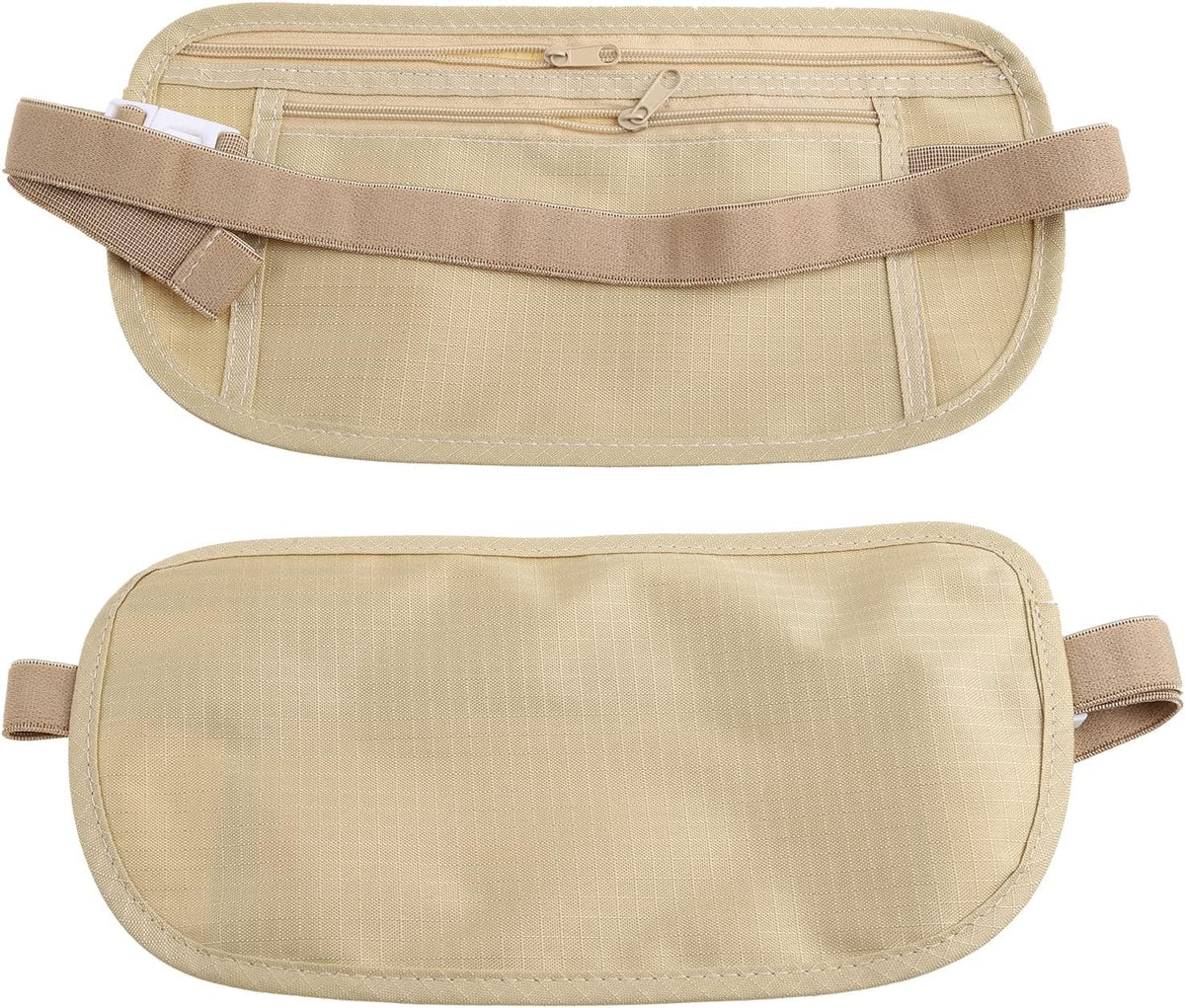 Upgraded Money Belt for Travelling Security Money Pouch for Cash Cards Keys & Passport Quality ronMade Khaki, approx 13x26cm/5x10in