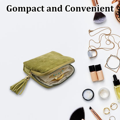 Jewelry Zippered Pocket Case Travel Jewelry Bag Portable Organizer, Mini Jewelry Travel Pouch with Five Compartments for Earrings Necklaces Rings, Tangle-Free Storage for Travelers