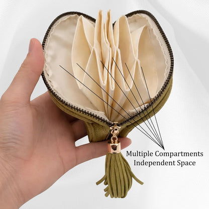 Jewelry Zippered Pocket Case Travel Jewelry Bag Portable Organizer, Mini Jewelry Travel Pouch with Five Compartments for Earrings Necklaces Rings, Tangle-Free Storage for Travelers