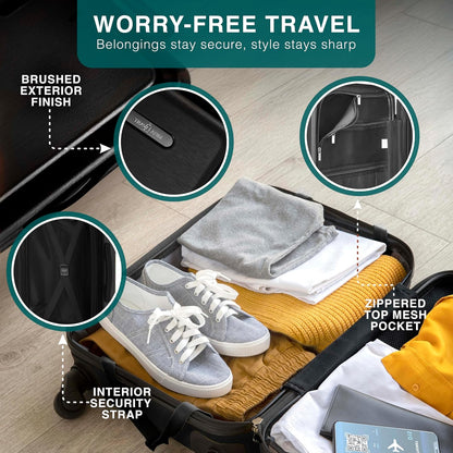 20 Inch Carry On Luggage 22x14x9 Airline Approved, Carry On Suitcase with Wheels, Hard-shell Carry-on Luggage, Durable Luggage Carry-On, Green Small Suitcase with Cosmetic Case