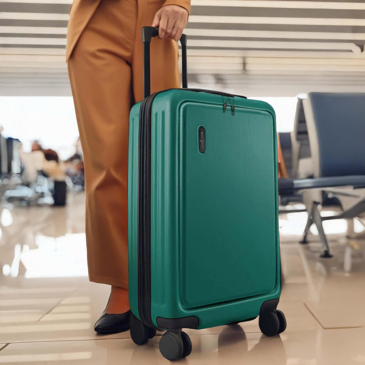 20 Inch Carry On Luggage 22x14x9 Airline Approved, Carry On Suitcase with Wheels, Hard-shell Carry-on Luggage, Durable Luggage Carry-On, Green Small Suitcase with Cosmetic Case