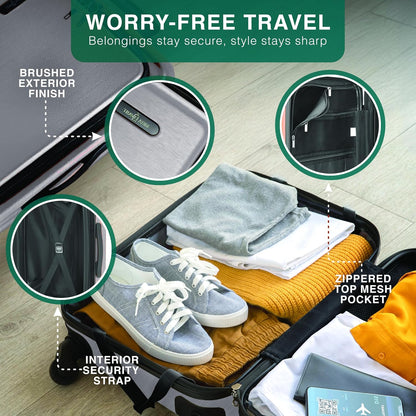 20 Inch Carry On Luggage 22x14x9 Airline Approved, Carry On Suitcase with Wheels, Hard-shell Carry-on Luggage, Durable Luggage Carry-On, Green Small Suitcase with Cosmetic Case