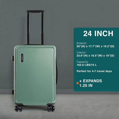 20 Inch Carry On Luggage 22x14x9 Airline Approved, Carry On Suitcase with Wheels, Hard-shell Carry-on Luggage, Durable Luggage Carry-On, Green Small Suitcase with Cosmetic Case