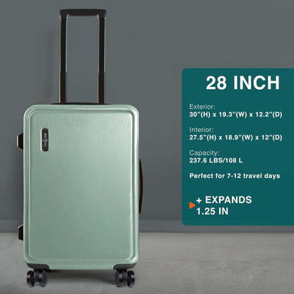 20 Inch Carry On Luggage 22x14x9 Airline Approved, Carry On Suitcase with Wheels, Hard-shell Carry-on Luggage, Durable Luggage Carry-On, Green Small Suitcase with Cosmetic Case